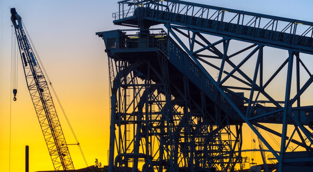 Industrial complex and sunset in Portland, Oregon